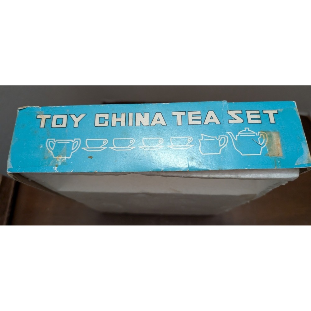 Vintage Toy China Tea Set 16 Pcs With Original Box, Rose Design, Made In Taiwan - Picture 4 of 7